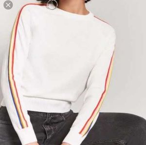White rainbow striped sweater 🌈
